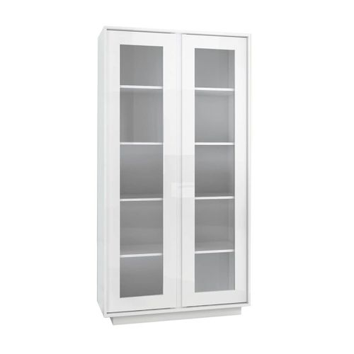 Vitrine 2 Portes Finition Blanc Laqué Brillant Weiss - Lysiane