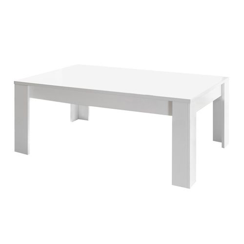 Ensemble Salon Complet Meuble TV 121 Cm Blanc Laqué Weiss Relief Damiers - Rebecca