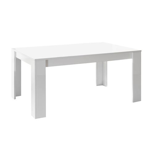 Séjour Complet Table + Buffet 4p Blanc Laqué Niches Aspect Bois Cadiz - Arturo