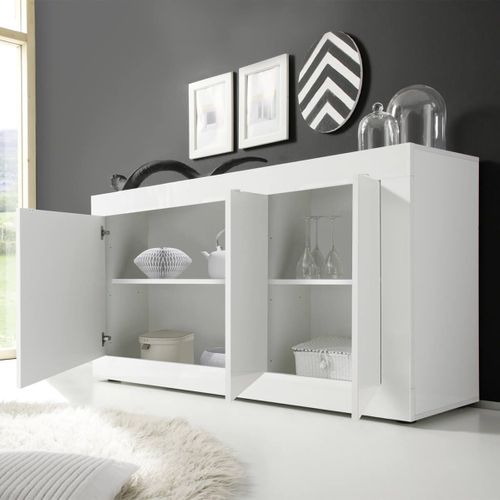 Buffet 3 Portes Finition Blanc Laqué Weiss - Otello
