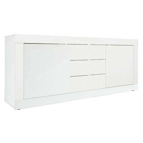 Buffet 2 Portes 3 Tiroirs Finition Blanc Laqué Weiss - Otello