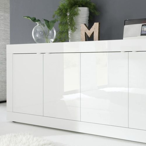Buffet 4 Portes Finition Blanc Laqué Weiss - Otello