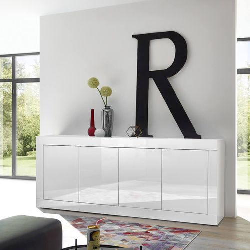 Buffet 4 Portes Finition Blanc Laqué Weiss - Otello