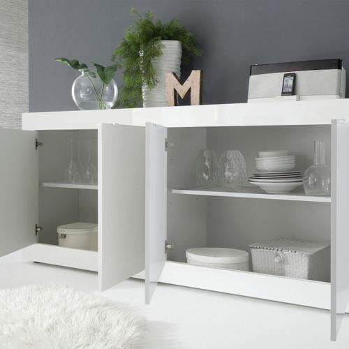 Buffet 4 Portes Finition Blanc Laqué Weiss - Otello