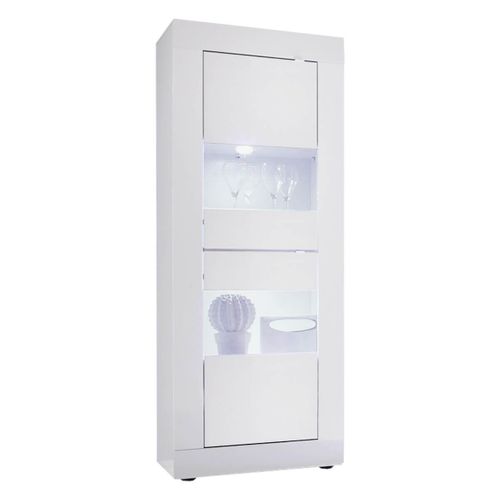 Vitrine 2 Portes Finition Blanc Laqué Weiss Avec LEDs - Otello