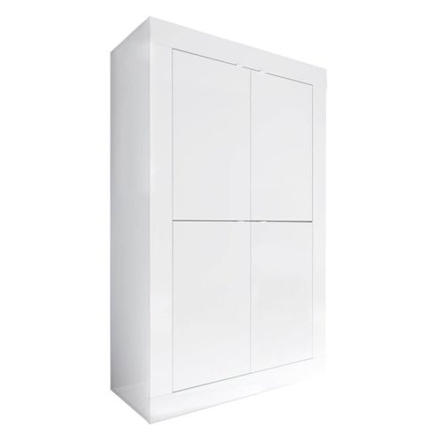 Ensemble Salon Avec Vitrine 2 Portes Finition Blanc Laqué Weiss Avec LEDs - Otello
