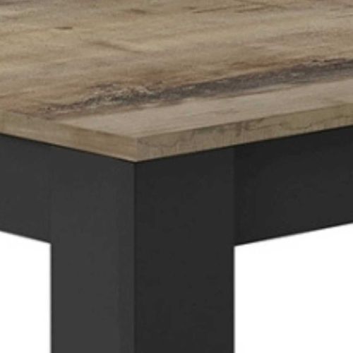 Table Repas 180cm Noir Mat Plateau Aspect Bois Antik - Otello