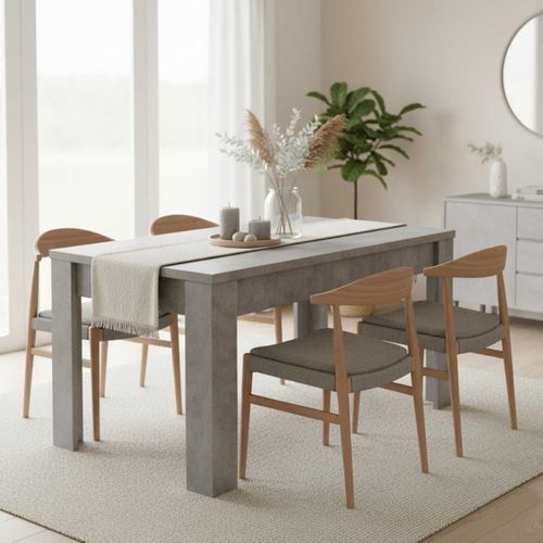 Table Repas 180cm Plateau Et Pieds Aspect Cimento - Cimento