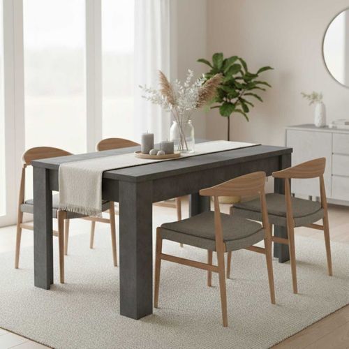 Table Repas Extensible Plateau Et Pieds Aspect Oxyde - Oxyde