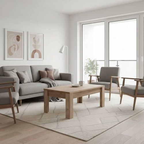 Table Basse Rectangulaire Plateau Et Pieds Aspect Bois Cadiz - Cadiz