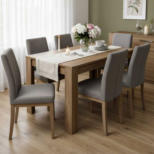 Table Repas 180cm Plateau Et Pieds Aspect Chêne Mercure - Mercure