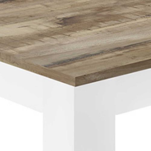 Table Repas 180cm Blanc Laqué Brillant Plateau Aspect Bois Cadiz - Cadiz