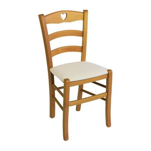 Lot De 4 Chaises Teinté Chêne Et Assises En Tissu Ivoire - Naples