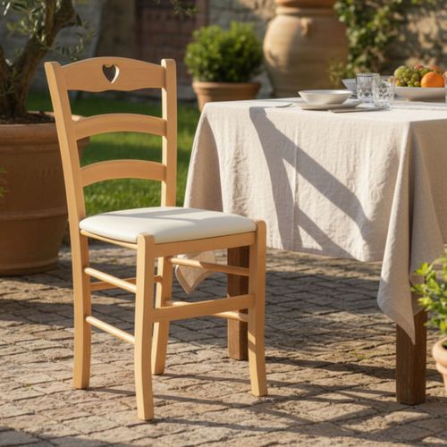 Lot De 6 Chaises Naturelles Et Assises En Tissu Ivoire - Naples