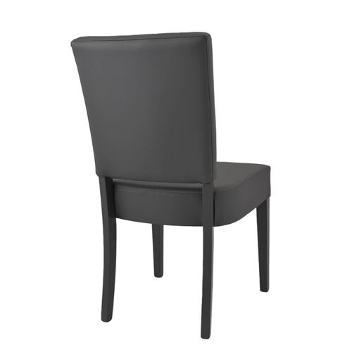Lot De 2 Chaises Simili Cuir Piètement En Hêtre Teinté Gris Anthracite - Alba