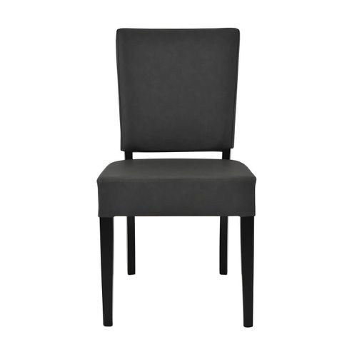 Lot De 2 Chaises Simili Cuir Piètement En Hêtre Teinté Gris Anthracite - Alba