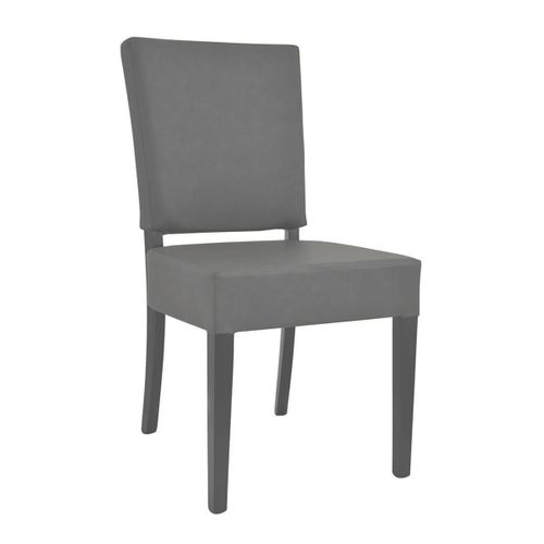 Lot De 2 Chaises Simili Cuir Piètement En Hêtre Teinté Grises - Alba