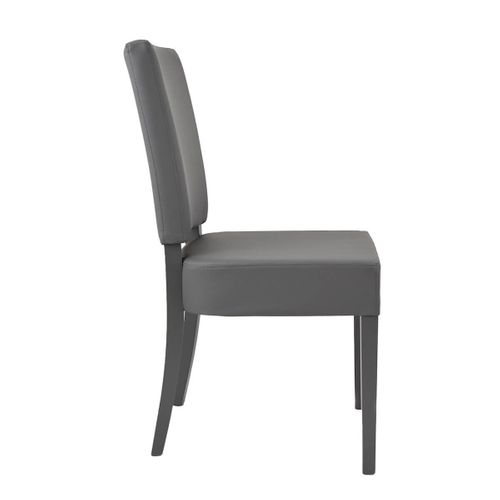 Lot De 2 Chaises Simili Cuir Piètement En Hêtre Teinté Grises - Alba
