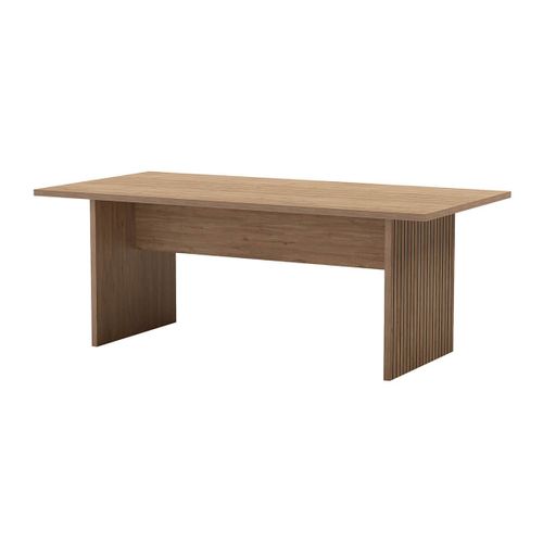 Table Repas 200cm Plateau Aspect Bois Pieds Effet Tasseaux - Appa
