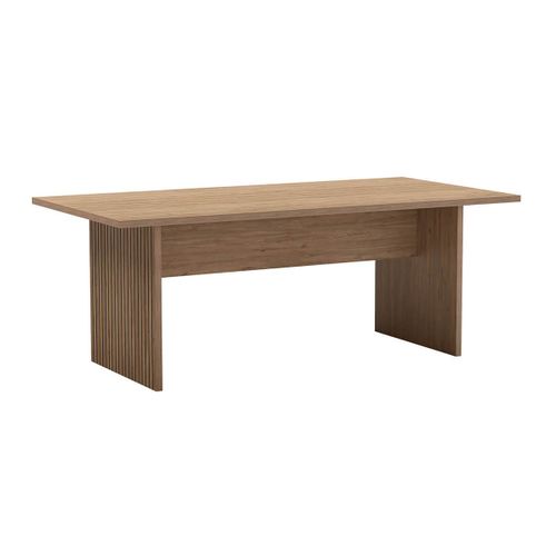 Table Repas 200cm Plateau Aspect Bois Pieds Effet Tasseaux - Appa