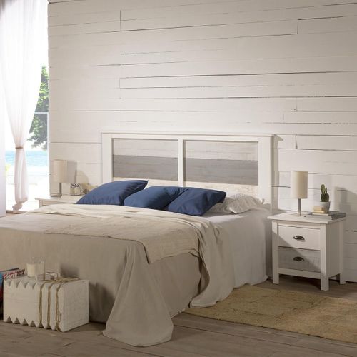 Tête De Lit 150/160 Bois Aspect Vieilli Blanc Et Grisé - Rosalia