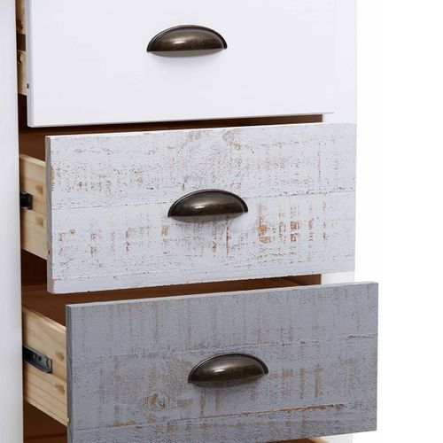 Chevet 3 Tiroirs Bois Aspect Vieilli Blanc Et Grisé - Rosalia