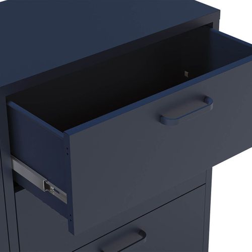 Buffet 2 Portes Ajourées 3 Tiroirs En Métal Bleu Foncé - Olivia