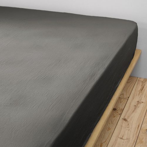Drap Housse 80x200cm Gaze De Coton Granit - Ourea