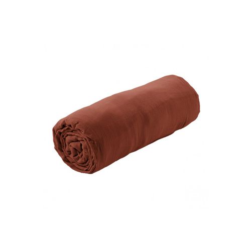 Drap Housse 80x200cm Gaze De Coton Terracotta - Ourea