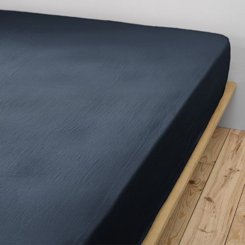 Drap Housse 90x200cm Gaze De Coton Minuit - Ourea