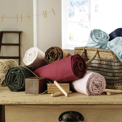 Drap Housse 90x200cm Coton Coloris Romarin - Samia