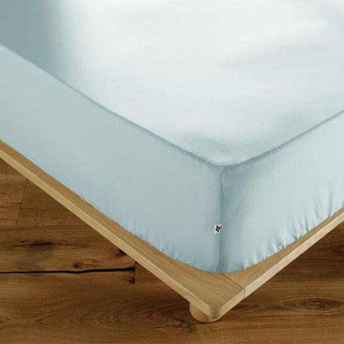 Drap Housse 90x200cm Coton Coloris Bleu Craie - Samia