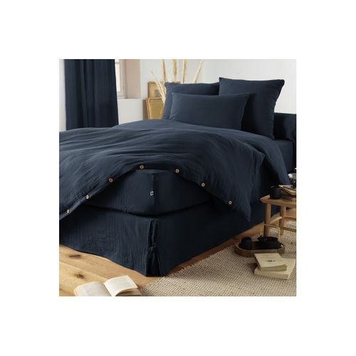 Housse De Couette 160x210cm Gaze De Coton Minuit - Ourea