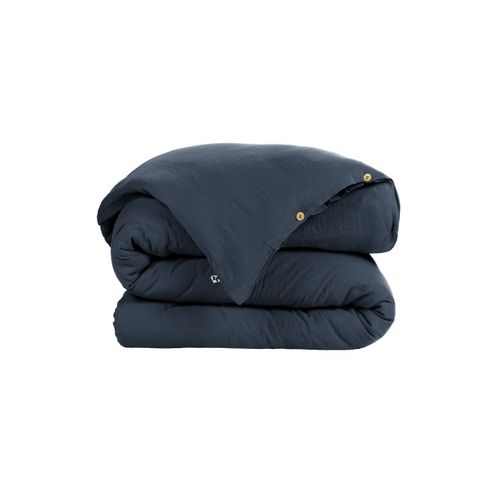 Housse De Couette 160x210cm Gaze De Coton Minuit - Ourea