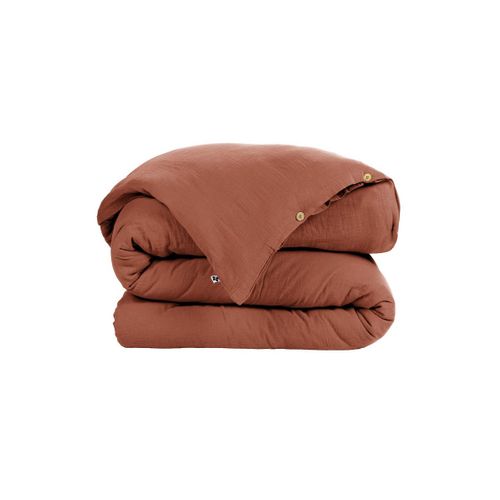 Housse De Couette 200x210cm Gaze De Coton Terracotta - Ourea