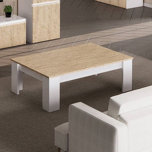 Table Basse Laquée Blanc Brillant Aspect Bois - Chris Oak