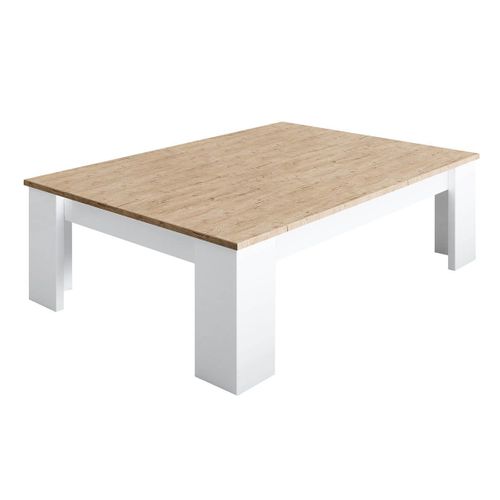 Table Basse Laquée Blanc Brillant Aspect Bois - Chris Oak