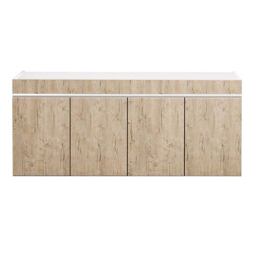 Séjour Table + Buffet Laqué Blanc Brillant Aspect Bois - Chris Oak