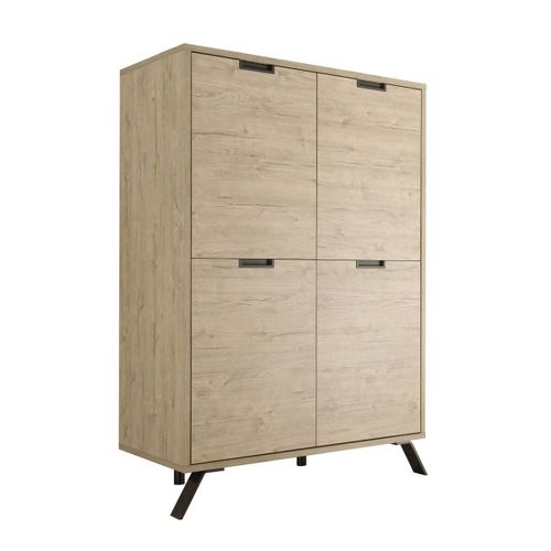 Buffet Haut 4 Portes Aspect Pieds Métal Gris Foncé - Palamo