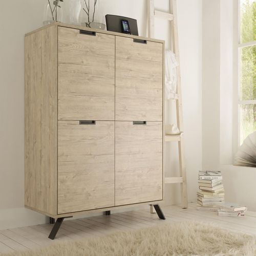 Buffet Haut 4 Portes Aspect Pieds Métal Gris Foncé - Palamo