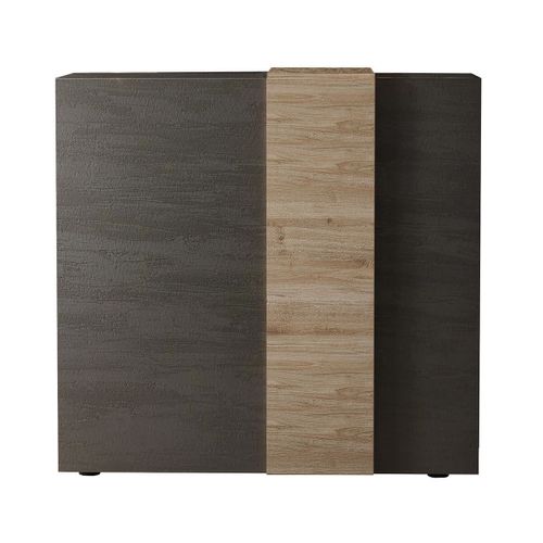 Rangement 2 Portes Gris Anthracite Et Aspect Bois Finition Cadiz - Vesuvio Titane