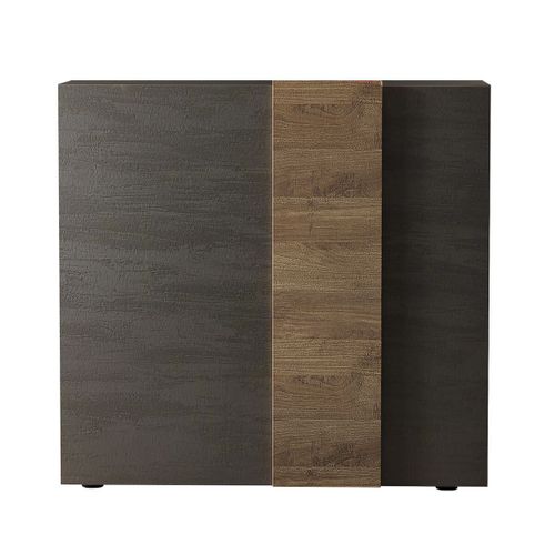 Rangement 2 Portes Gris Anthracite Et Aspect Bois Finition Mercure - Vesuvio Titane