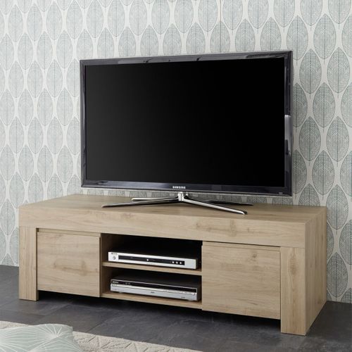 Meuble TV 2 Portes 2 Niches Aspect Bois Finition Cadiz - Firmin