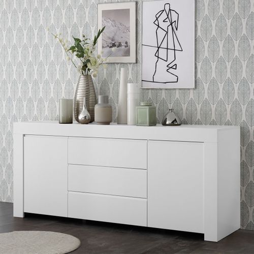 Buffet 2 Portes 3 Tiroirs Blanc Finition Mat - Firmin