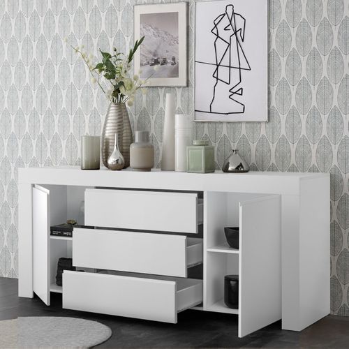 Buffet 2 Portes 3 Tiroirs Blanc Finition Mat - Firmin