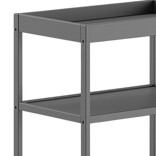 Table à Langer Avec Tablettes En Hêtre Massif Laqué Anthracite - Eliott