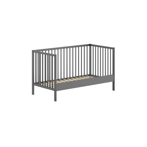 Ensemble Lit Bébé Evolutif + Table à Langer En Hêtre Massif Laqué Anthracite - Eliott