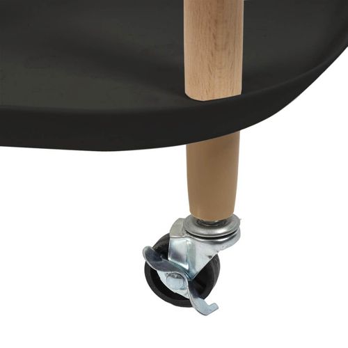 Desserte Sur Roulettes En Métal Imitation Bois Et Plateaux En Plastique Noirs - Kalio