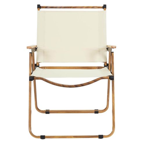 Chaise Pliante De Camping En Métal Imitation Bois Et Toile Beige - Kampa