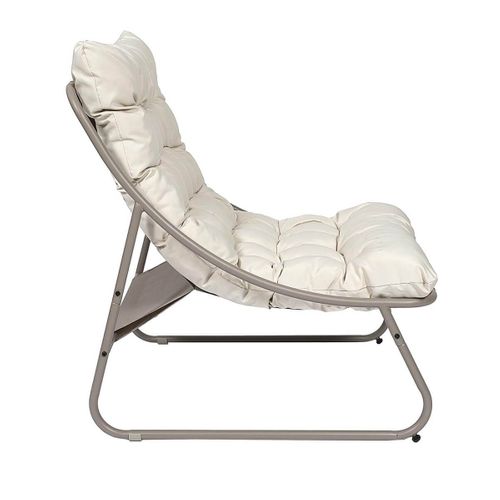 Fauteuil De Jardin En Métal Et Textilène Beige Avec Coussin - Dolci